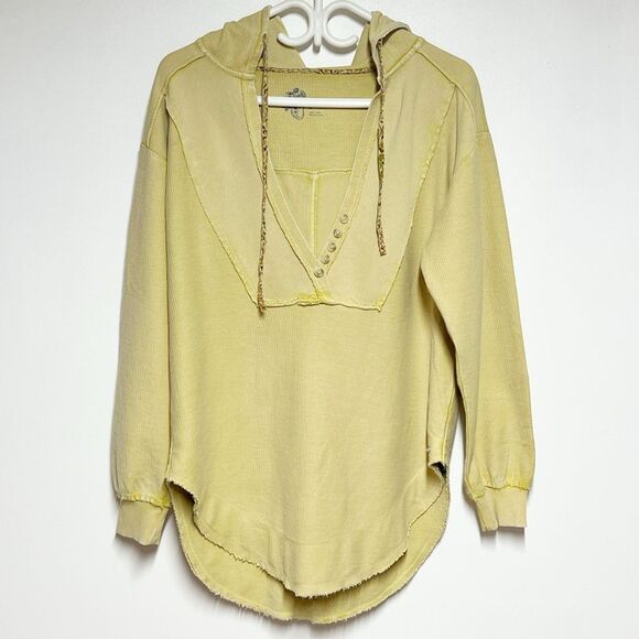 Anthropologie Pilcro Cotton V neck Hoodie Top Oversized XS - Picture 5 of 10
